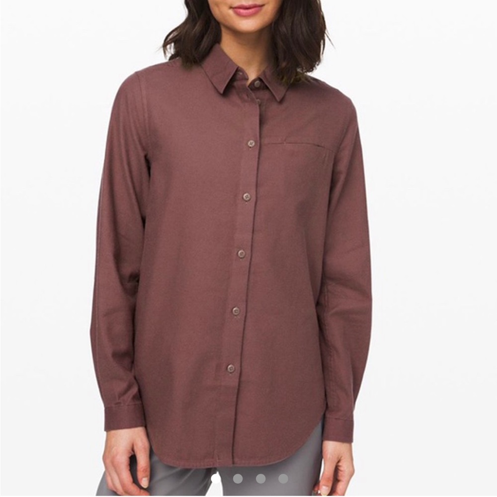Lululemon flannel material button down shirt blouse 2